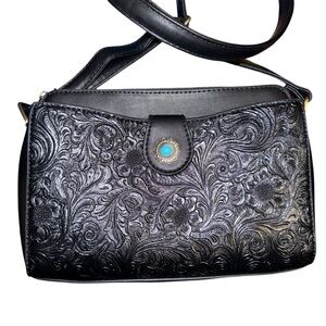 Black Embossed Shoulder Bag